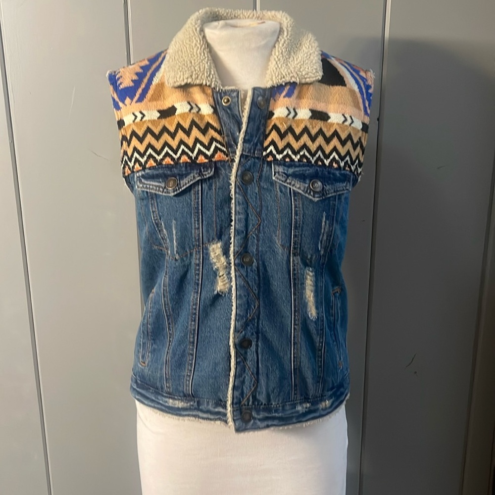 Forever 21 Vest Southwest Denim  Bohemian Festival Artsy Hippie Coastal Cowgirl
